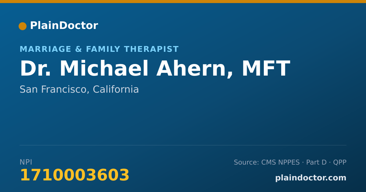 Shareable card for Michael Ahern, MFT - Marriage & Family Therapist, San Francisco, CA