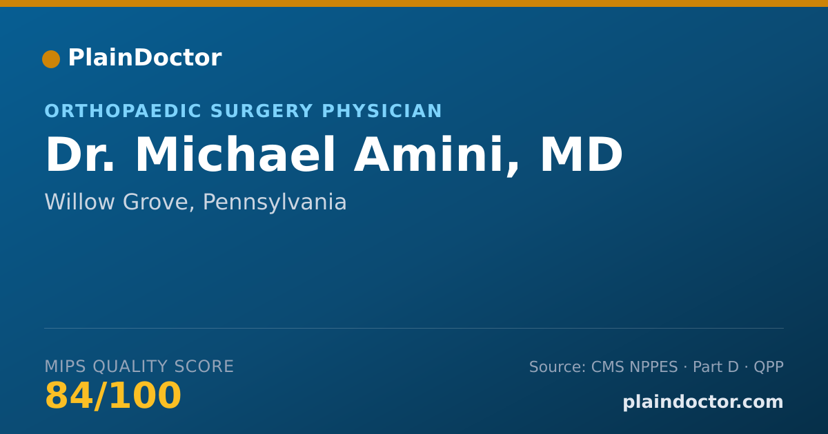 Shareable card for Michael Amini, MD - Orthopaedic Surgery Physician, Willow Grove, PA