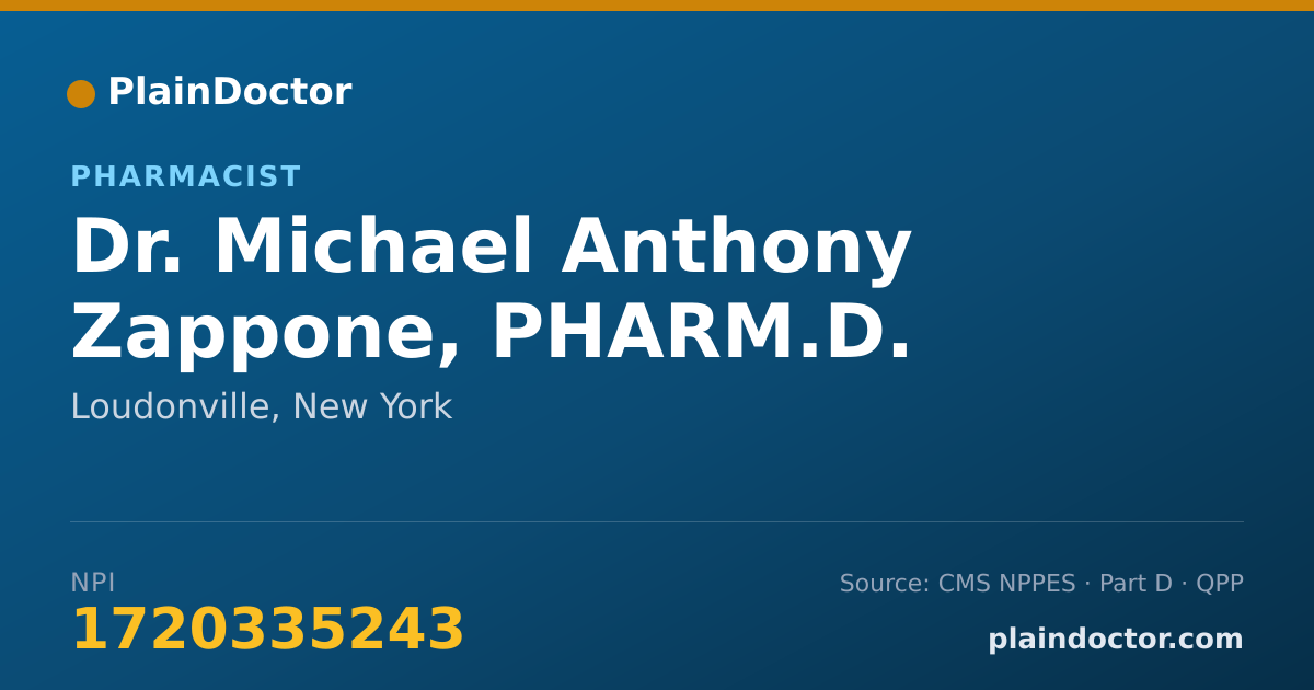Shareable card for Michael Anthony Zappone, PHARM.D. - Pharmacist, Loudonville, NY