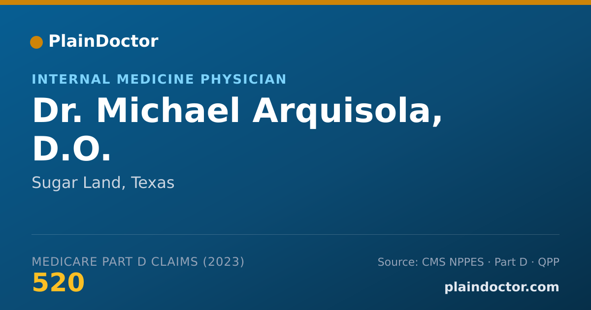 Shareable card for Michael Arquisola, D.O. - Internal Medicine Physician, Sugar Land, TX