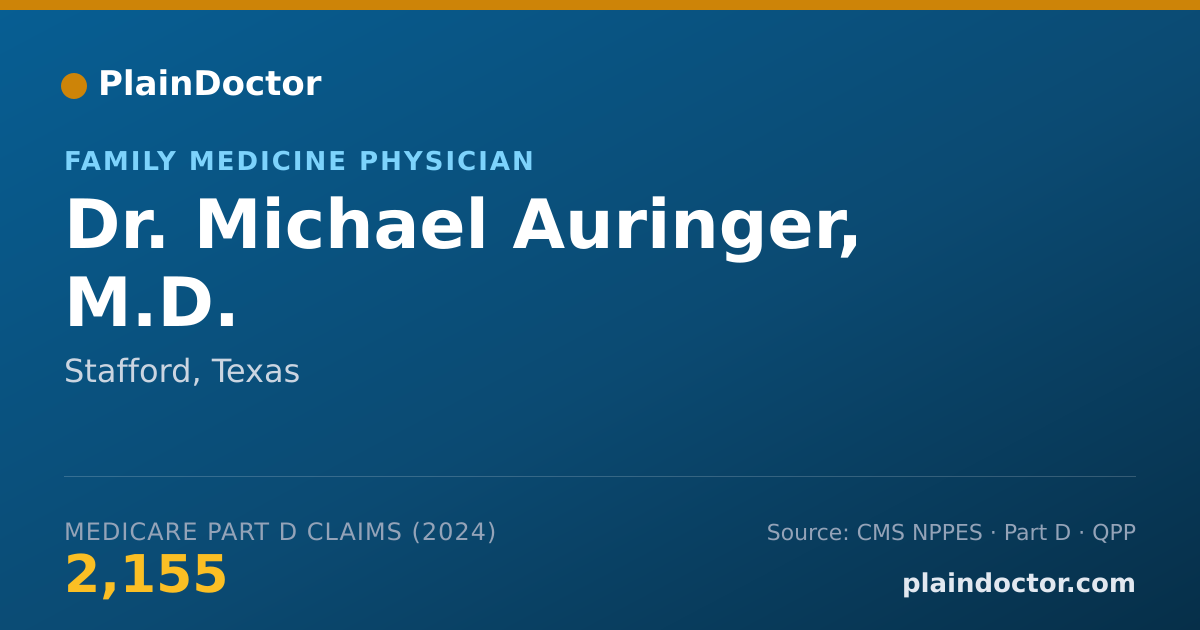 Shareable card for Michael Auringer, M.D. - Family Medicine Physician, Stafford, TX