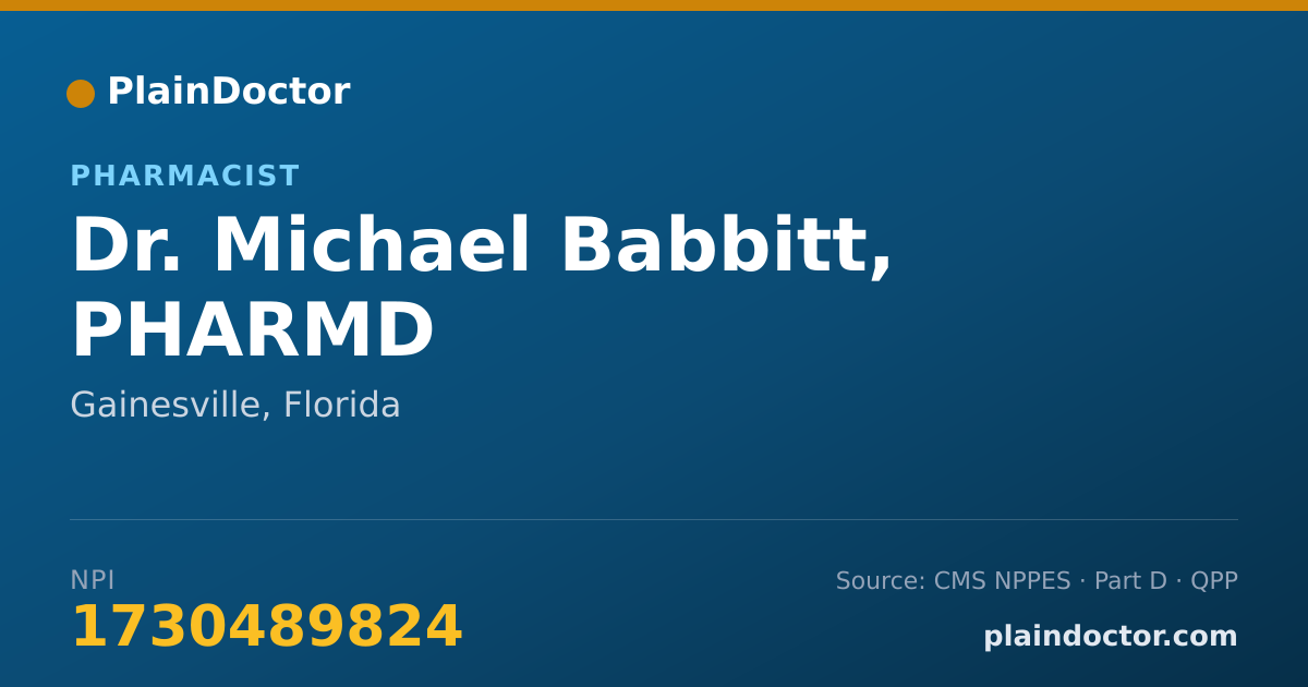 Shareable card for Michael Babbitt, PHARMD - Pharmacist, Gainesville, FL