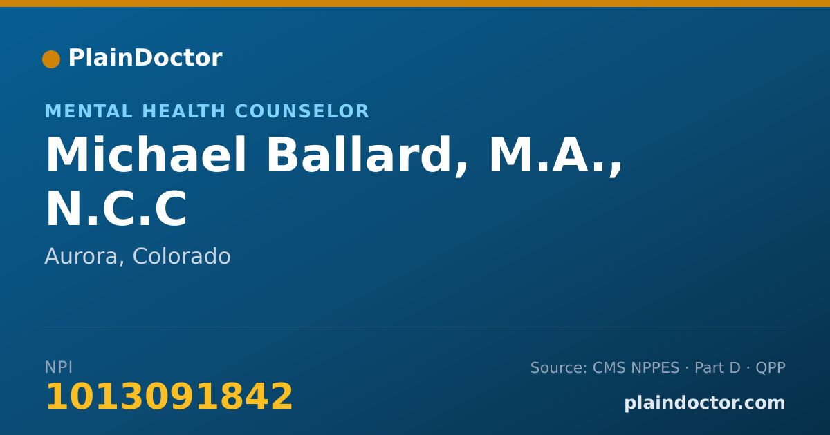 Shareable card for Michael Ballard, M.A., N.C.C - Mental Health Counselor, Aurora, CO
