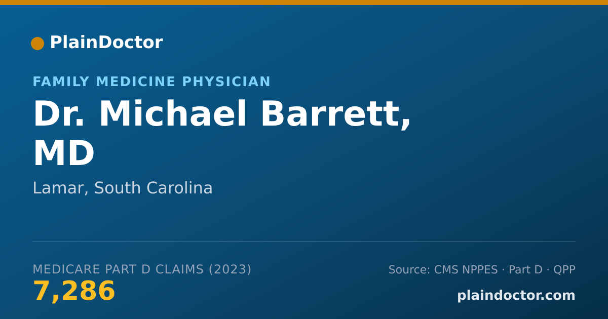 Shareable card for Michael Barrett, MD - Family Medicine Physician, Lamar, SC