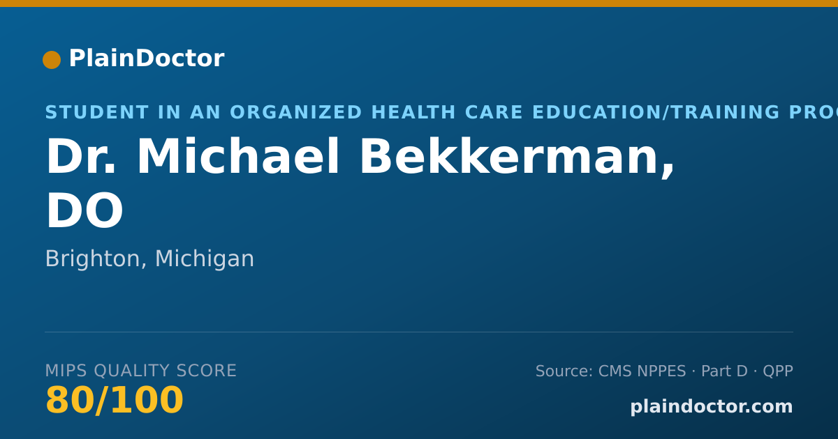 Shareable card for Michael Bekkerman, DO - Student in an Organized Health Care Education/Training Program, Brighton, MI