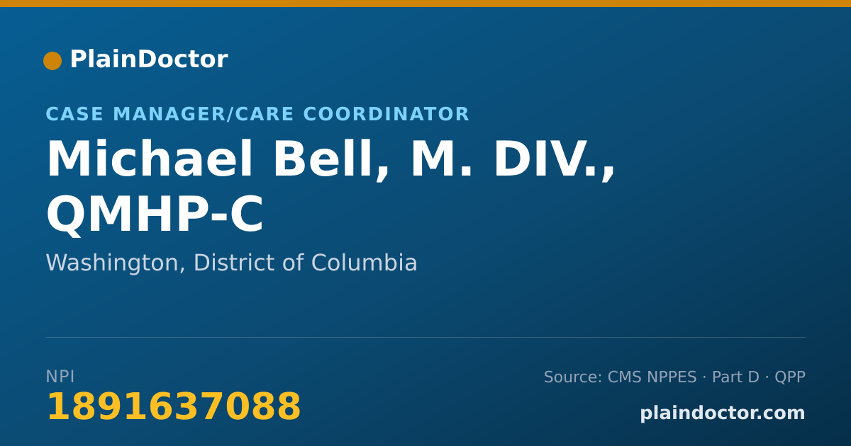Shareable card for Michael Bell, M. DIV., QMHP-C - Case Manager/Care Coordinator, Washington, DC