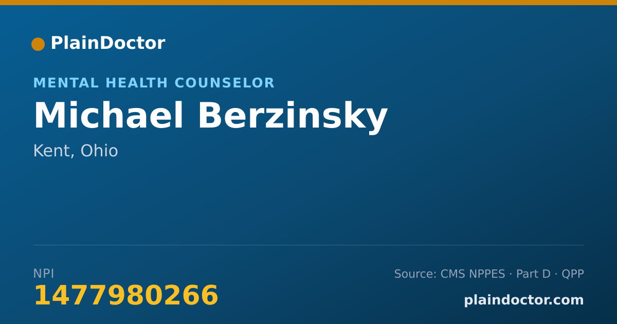 Shareable card for Michael Berzinsky - Mental Health Counselor, Kent, OH