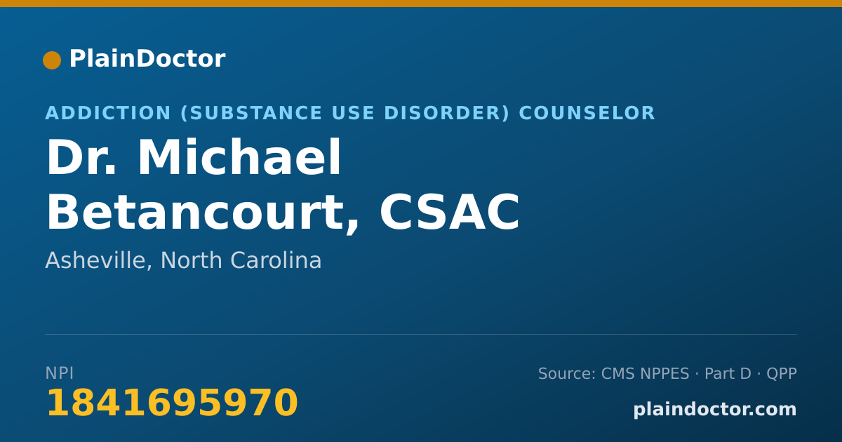 Shareable card for Michael Betancourt, CSAC - Addiction (Substance Use Disorder) Counselor, Asheville, NC