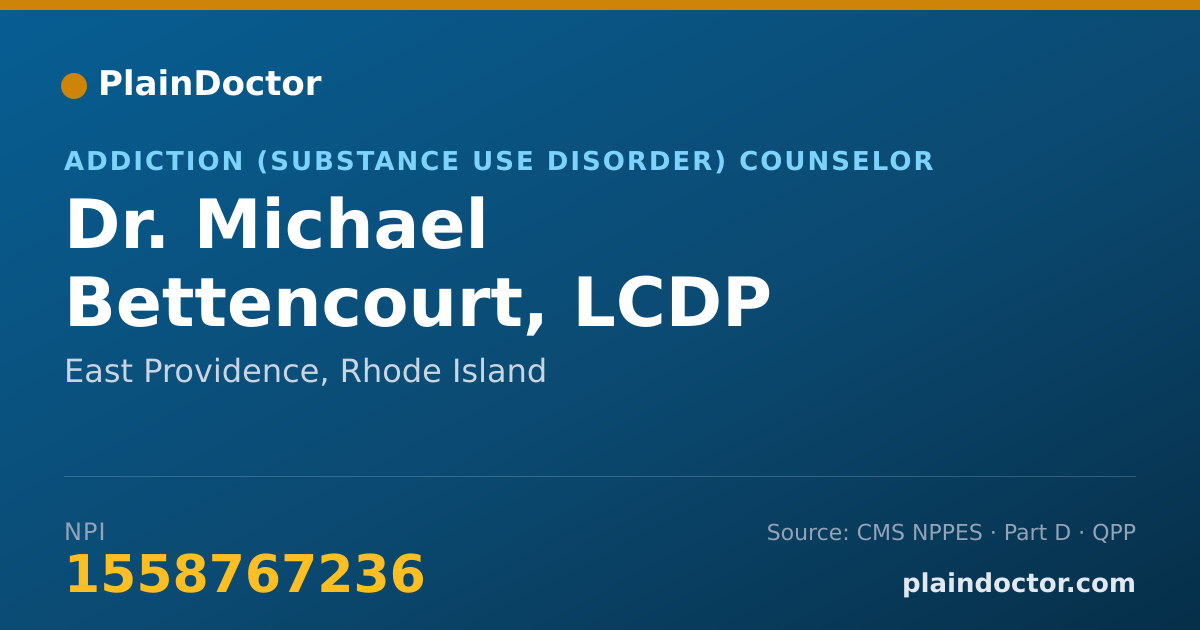 Shareable card for Michael Bettencourt, LCDP - Addiction (Substance Use Disorder) Counselor, East Providence, RI