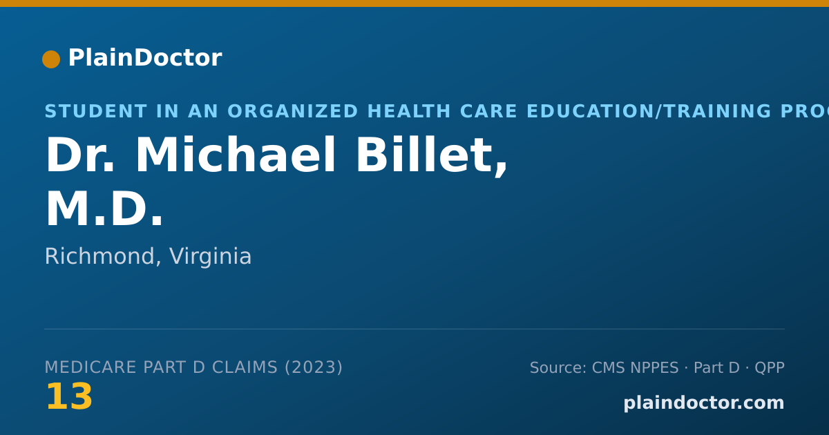 Shareable card for Michael Billet, M.D. - Student in an Organized Health Care Education/Training Program, Richmond, VA