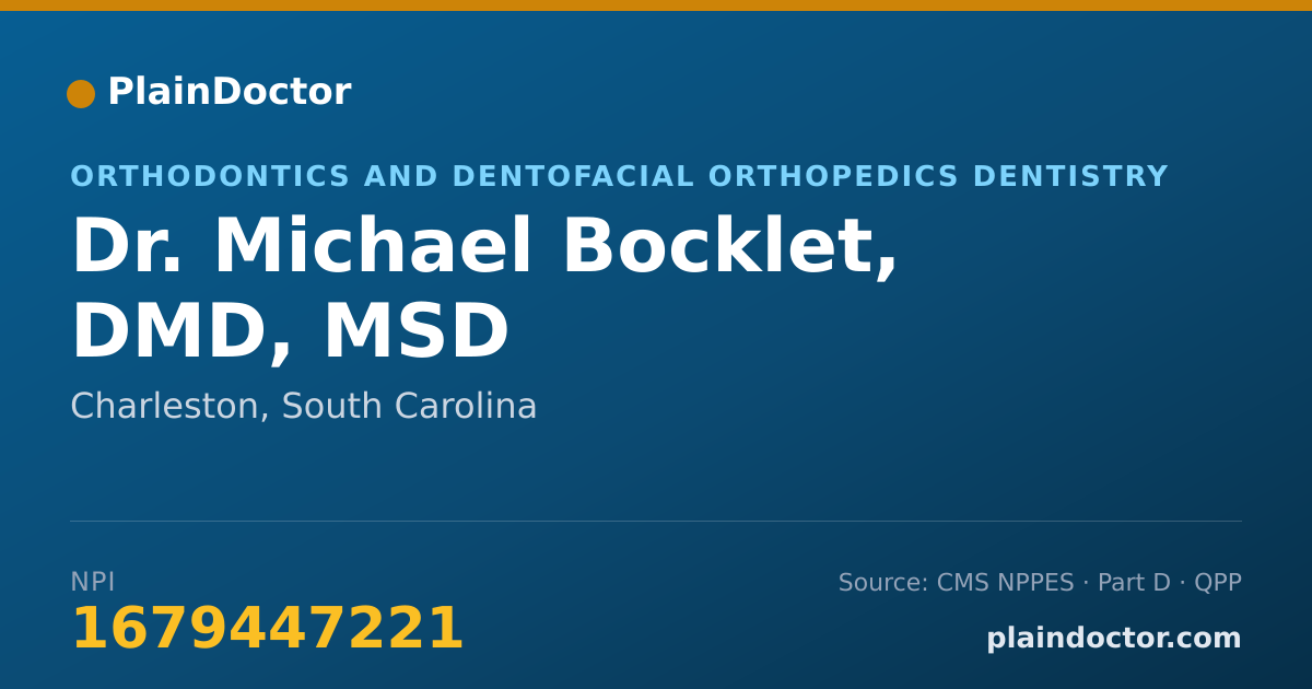 Shareable card for Michael Bocklet, DMD, MSD - Orthodontics and Dentofacial Orthopedics Dentistry, Charleston, SC