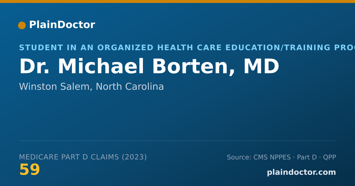 Shareable card for Michael Borten, MD - Student in an Organized Health Care Education/Training Program, Winston Salem, NC
