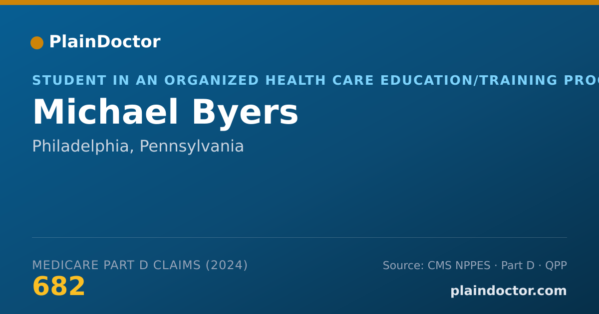 Shareable card for Michael Byers - Student in an Organized Health Care Education/Training Program, Philadelphia, PA