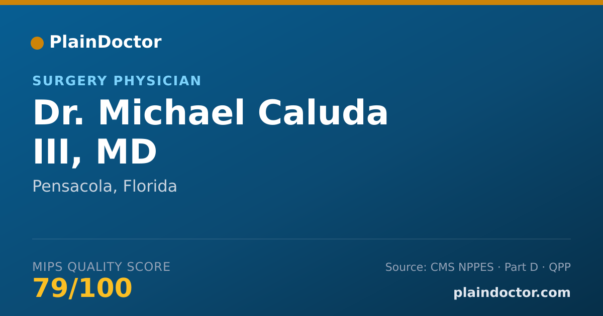 Shareable card for Michael Caluda III, MD - Surgery Physician, Pensacola, FL