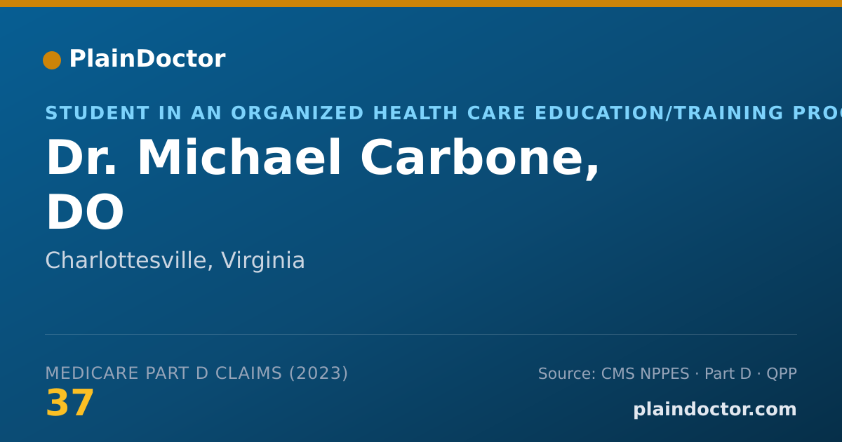 Shareable card for Michael Carbone, DO - Student in an Organized Health Care Education/Training Program, Charlottesville, VA