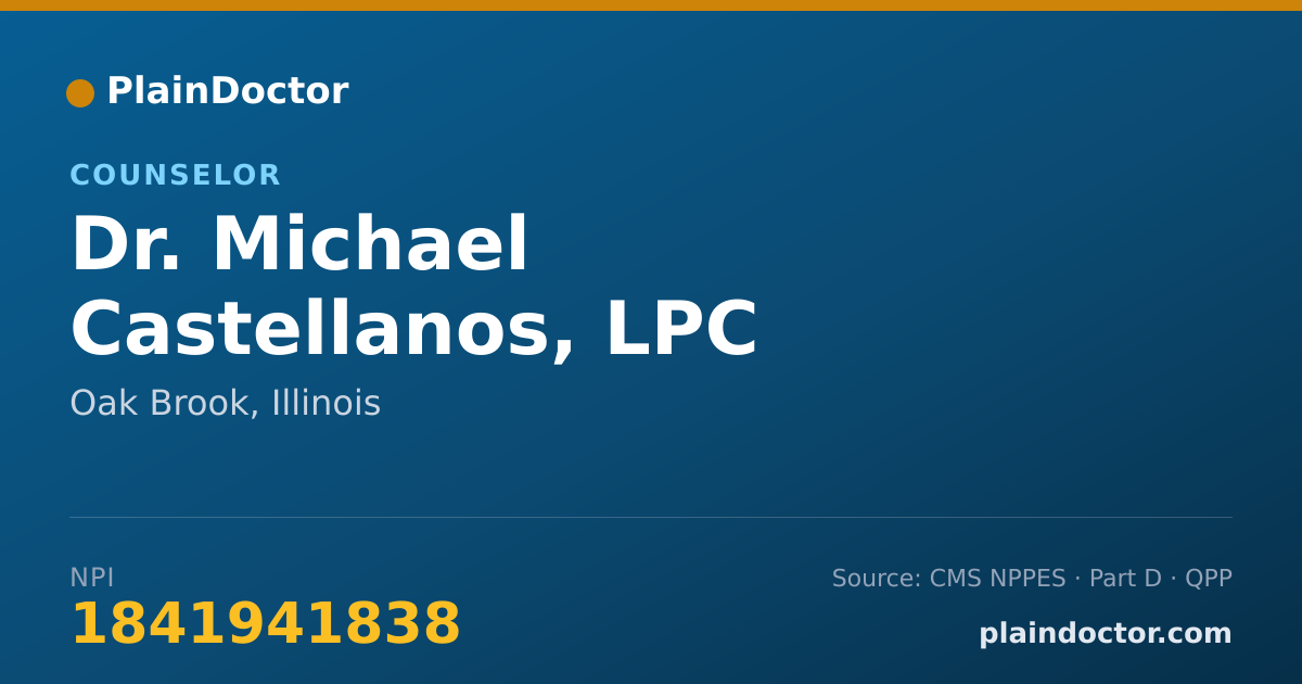 Shareable card for Michael Castellanos, LPC - Counselor, Oak Brook, IL