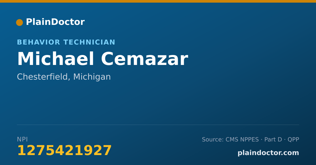 Shareable card for Michael Cemazar - Behavior Technician, Chesterfield, MI
