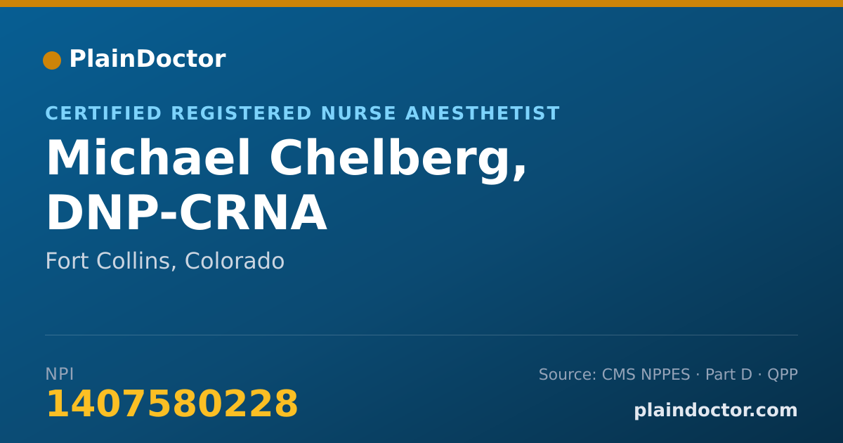 Shareable card for Michael Chelberg, DNP-CRNA - Critical Care Medicine Registered Nurse, Fort Collins, CO