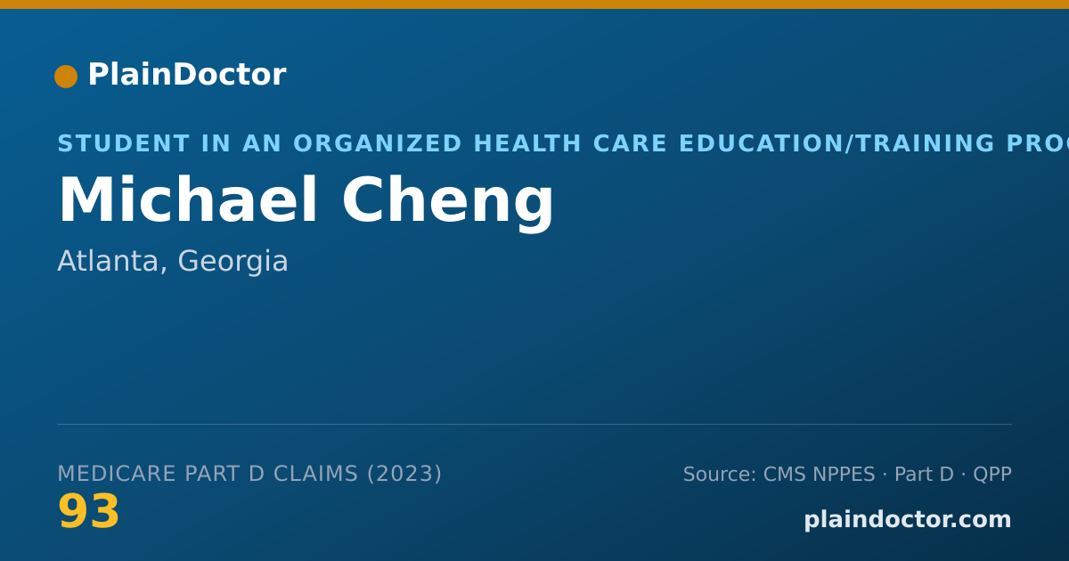 Shareable card for Michael Cheng - Student in an Organized Health Care Education/Training Program, Atlanta, GA