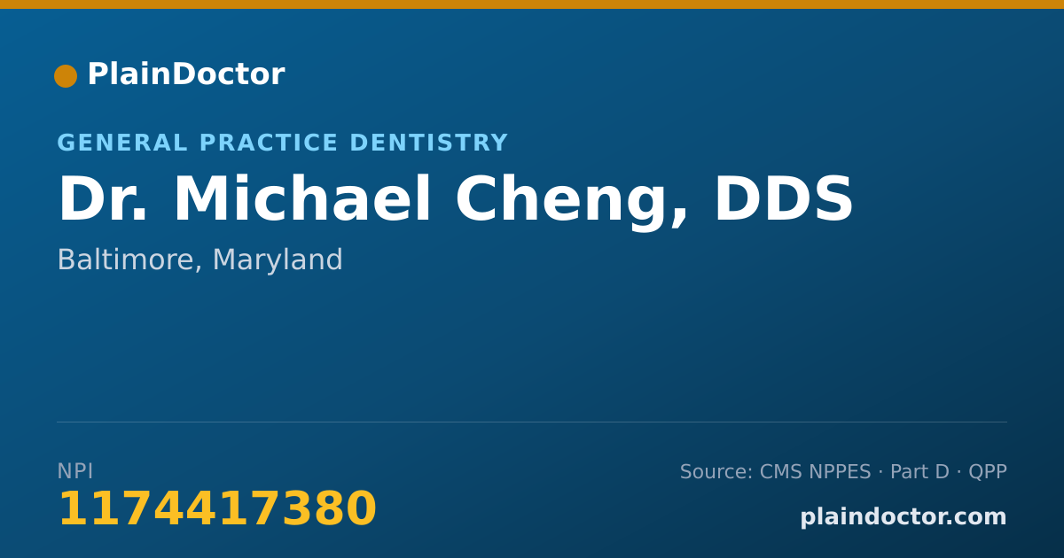 Shareable card for Michael Cheng, DDS - General Practice Dentistry, Baltimore, MD