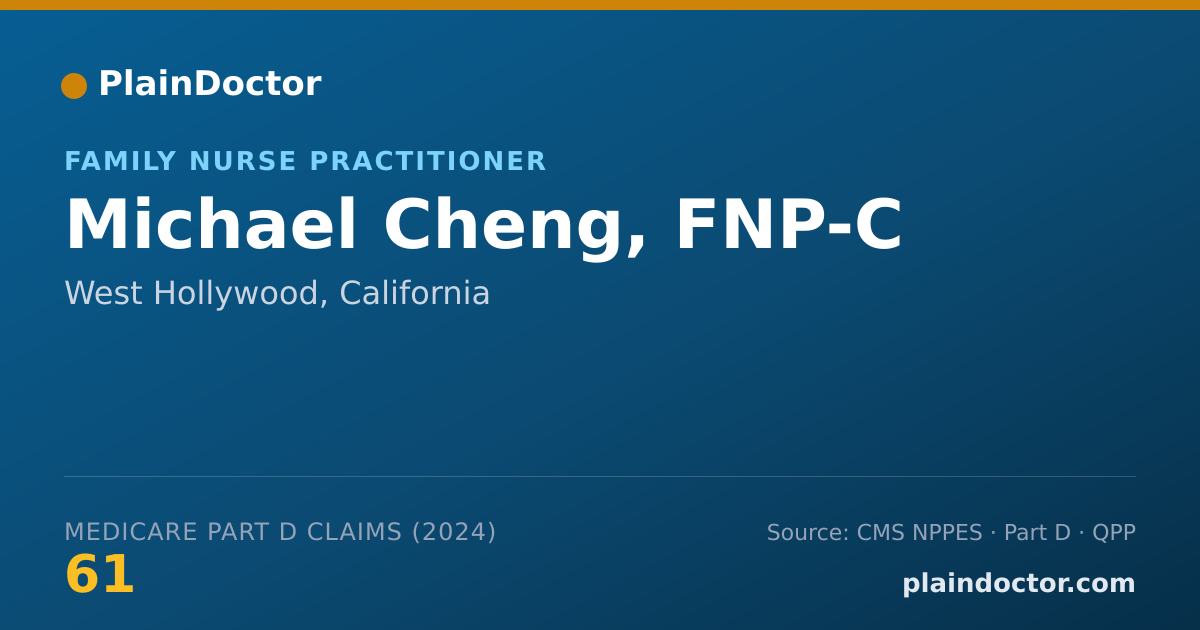 Shareable card for Michael Cheng, FNP-C - Family Nurse Practitioner, West Hollywood, CA