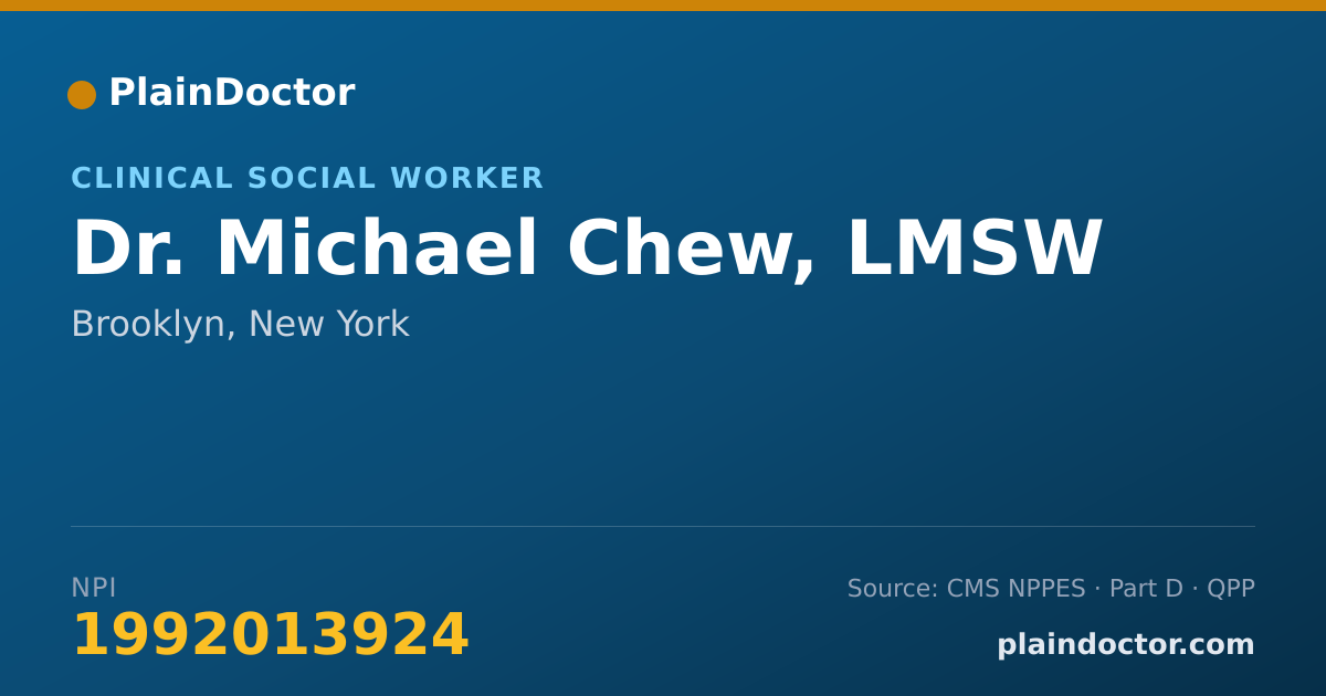 Shareable card for Michael Chew, LMSW - Clinical Social Worker, Brooklyn, NY