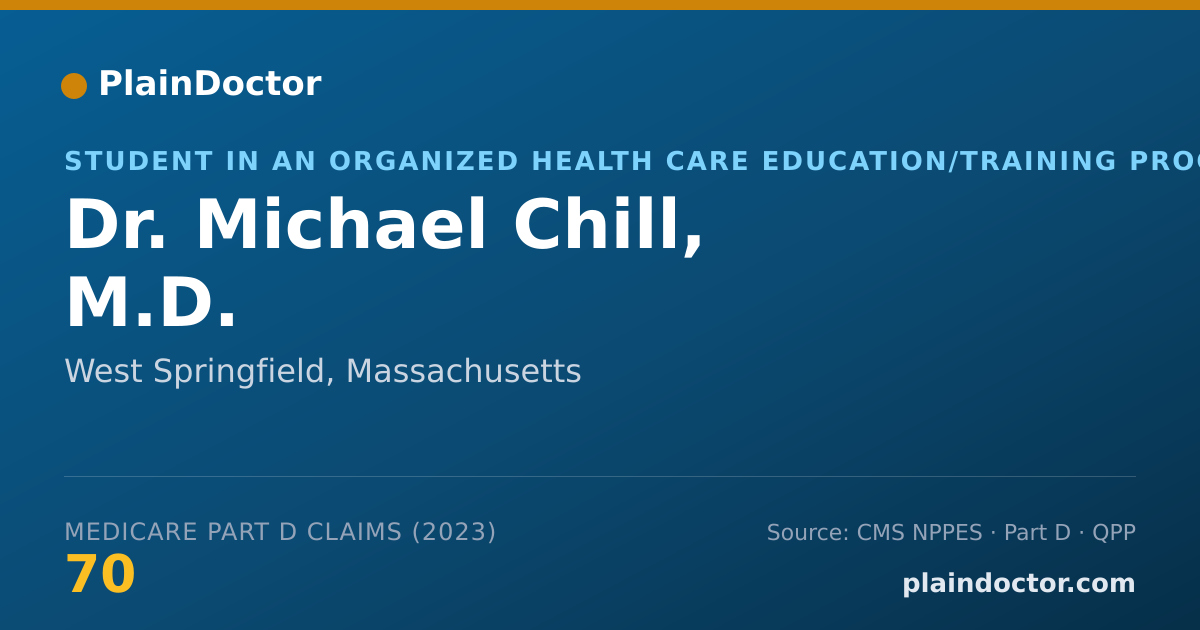 Shareable card for Michael Chill, M.D. - Student in an Organized Health Care Education/Training Program, West Springfield, MA