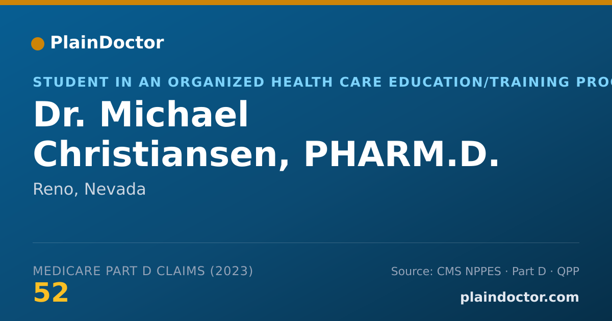Shareable card for Michael Christiansen, PHARM.D. - Student in an Organized Health Care Education/Training Program, Reno, NV