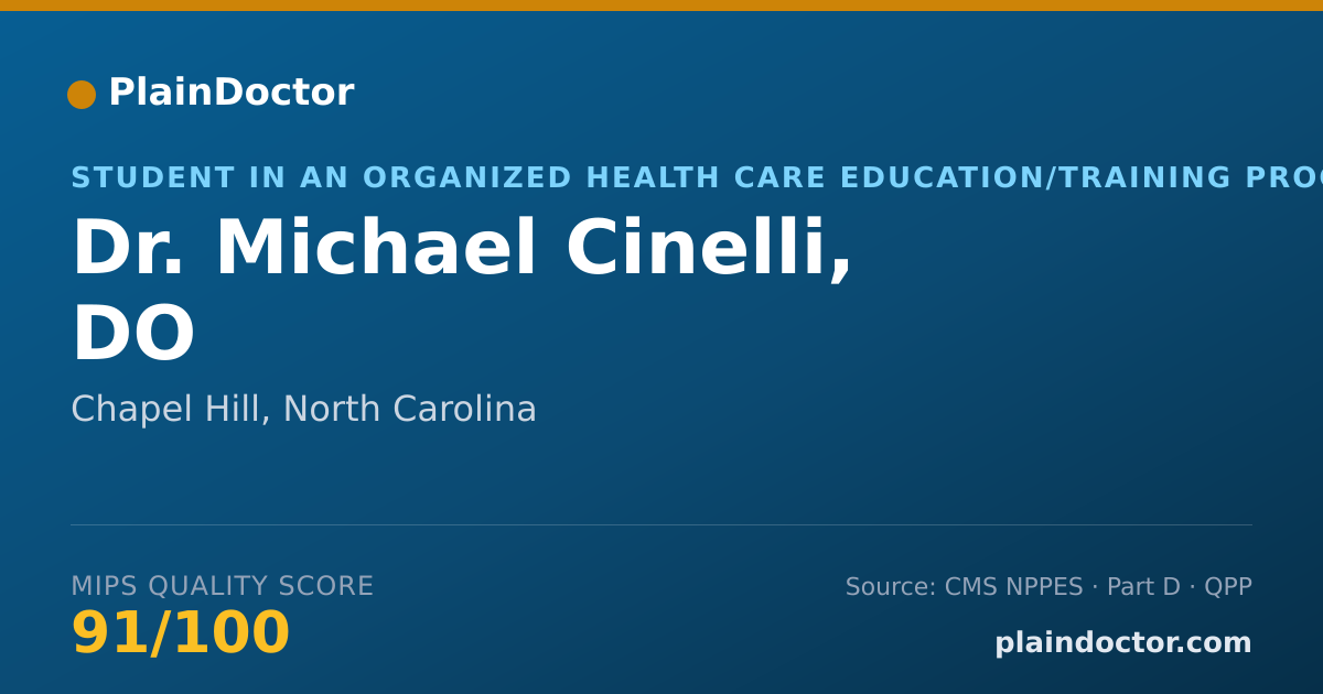 Shareable card for Michael Cinelli, DO - Student in an Organized Health Care Education/Training Program, Chapel Hill, NC