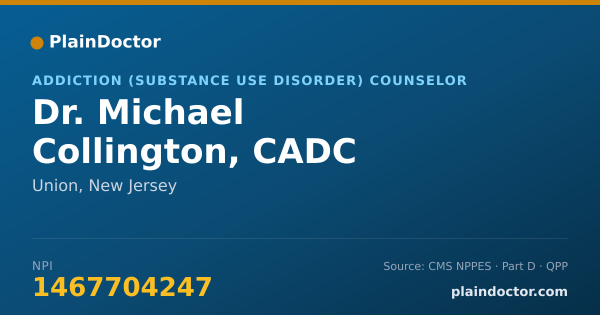 Shareable card for Michael Collington, CADC - Addiction (Substance Use Disorder) Counselor, Union, NJ