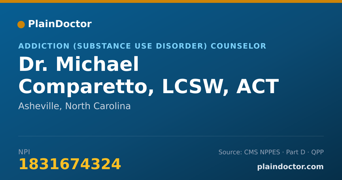 Shareable card for Michael Comparetto, LCSW, ACT - Addiction (Substance Use Disorder) Counselor, Asheville, NC