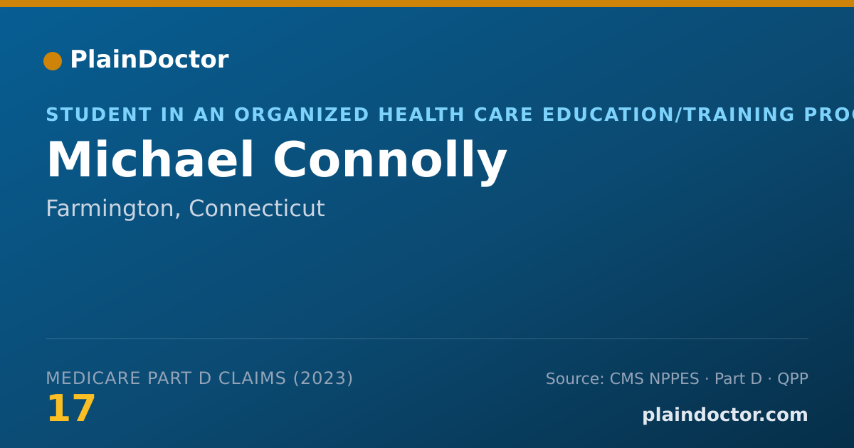 Shareable card for Michael Connolly - Student in an Organized Health Care Education/Training Program, Farmington, CT