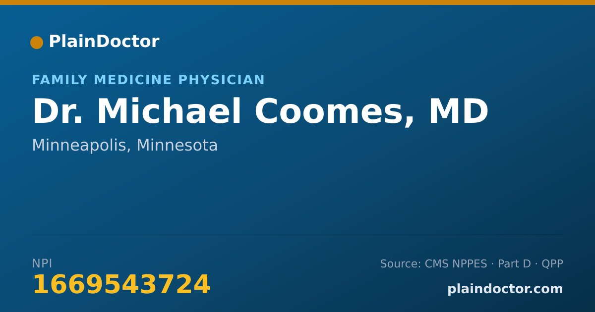 Shareable card for Michael Coomes, MD - Family Medicine Physician, Minneapolis, MN