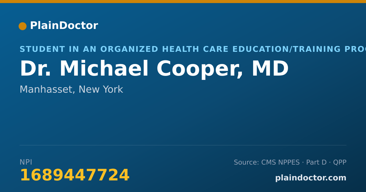 Shareable card for Michael Cooper, MD - Student in an Organized Health Care Education/Training Program, Manhasset, NY
