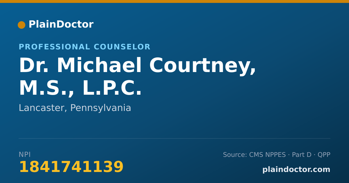 Shareable card for Michael Courtney, M.S., L.P.C. - Professional Counselor, Lancaster, PA