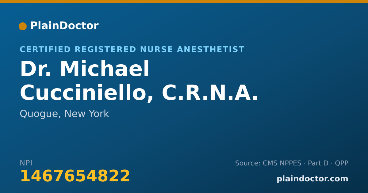 Shareable card for Michael Cucciniello, C.R.N.A. - Certified Registered Nurse Anesthetist, Quogue, NY