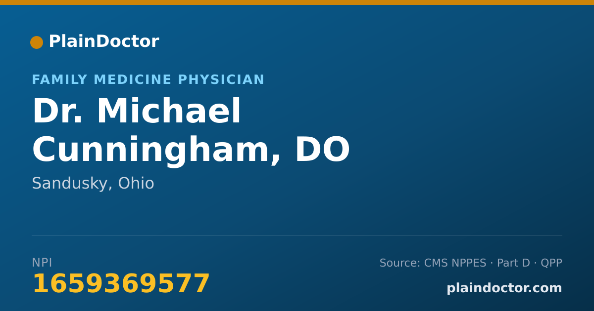 Shareable card for Michael Cunningham, DO - Family Medicine Physician, Sandusky, OH