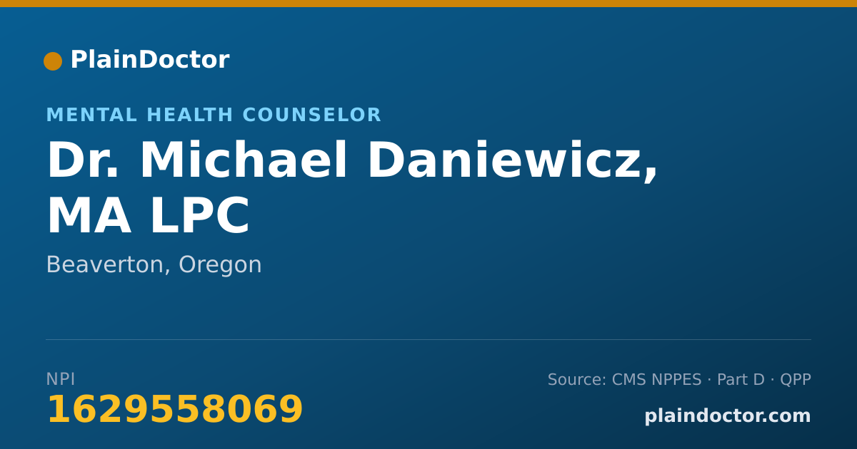 Shareable card for Michael Daniewicz, MA LPC - Mental Health Counselor, Beaverton, OR