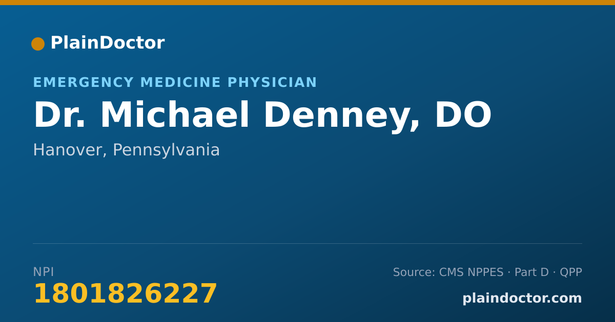 Shareable card for Michael Denney, DO - Emergency Medicine Physician, Hanover, PA