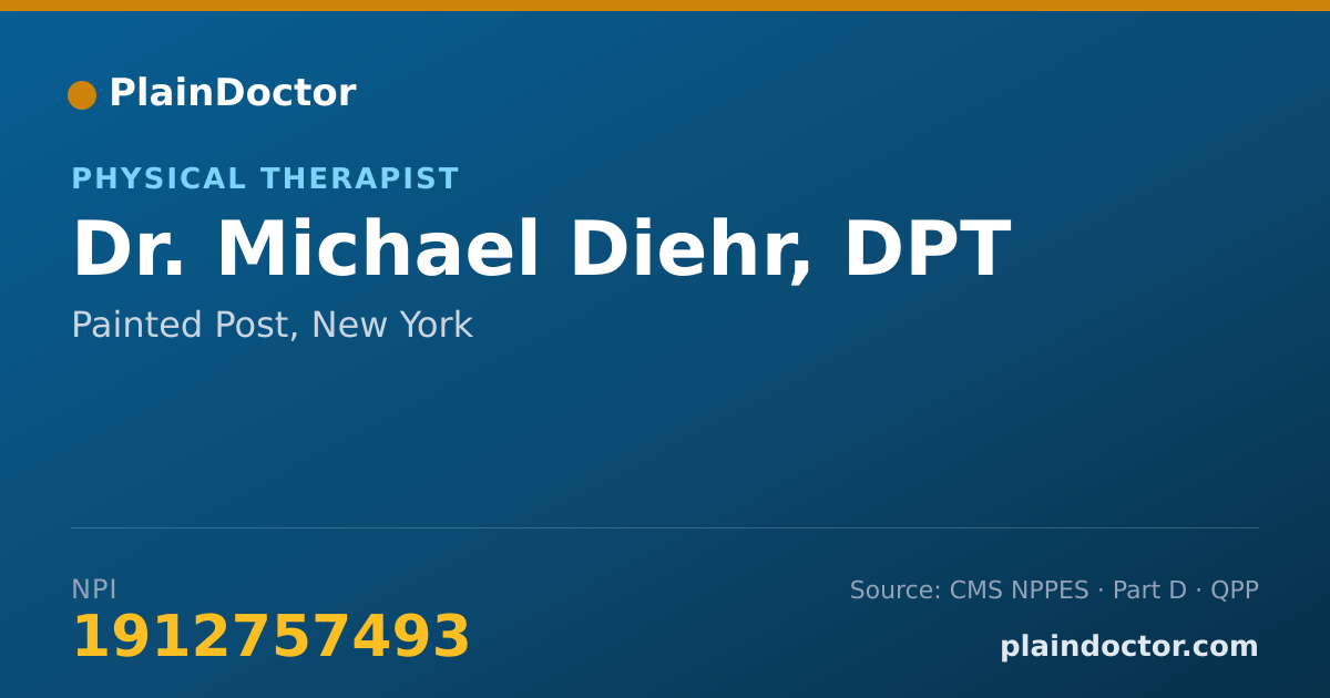 Shareable card for Michael Diehr, DPT - Physical Therapist, Painted Post, NY