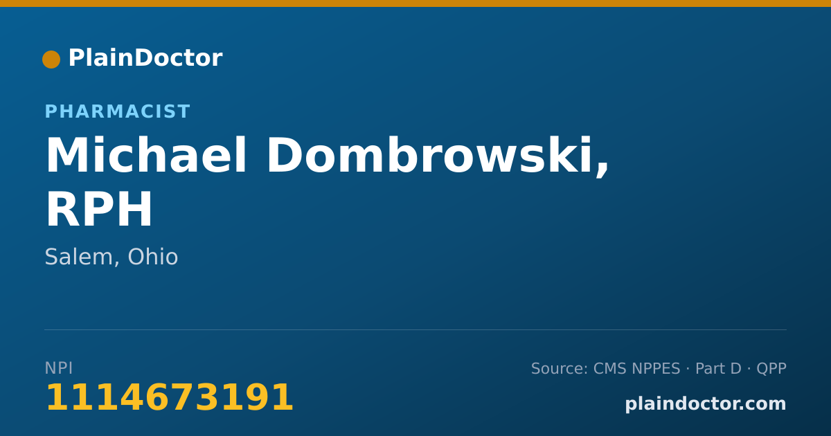 Shareable card for Michael Dombrowski, RPH - Pharmacist, Salem, OH