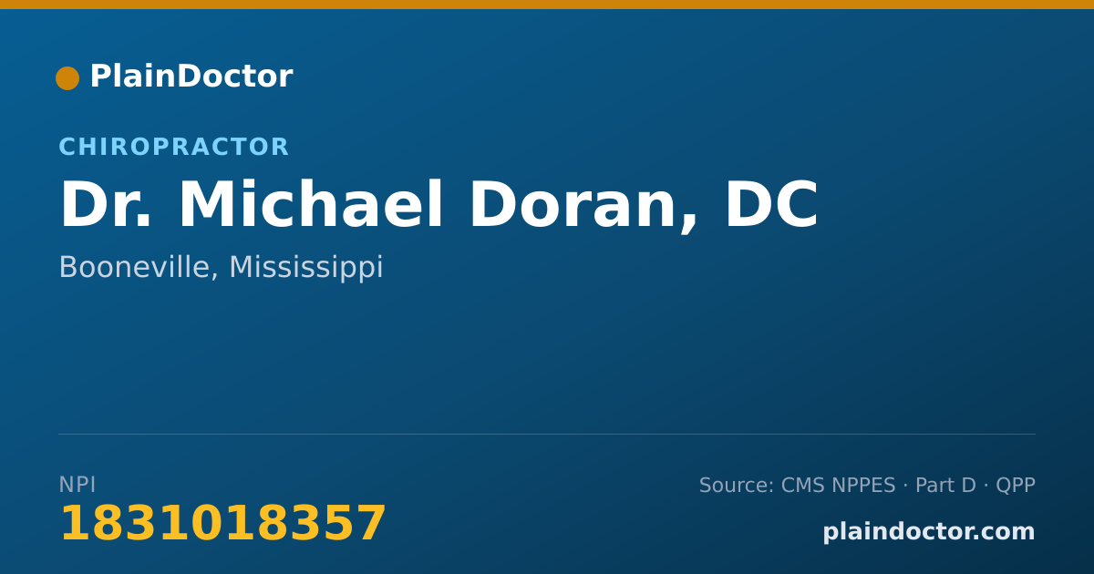 Shareable card for Michael Doran, DC - Chiropractor, Booneville, MS