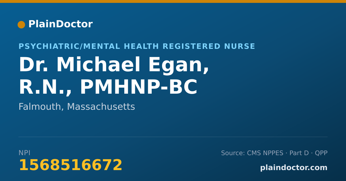 Shareable card for Michael Egan, R.N., PMHNP-BC - Psychiatric/Mental Health Registered Nurse, Falmouth, MA