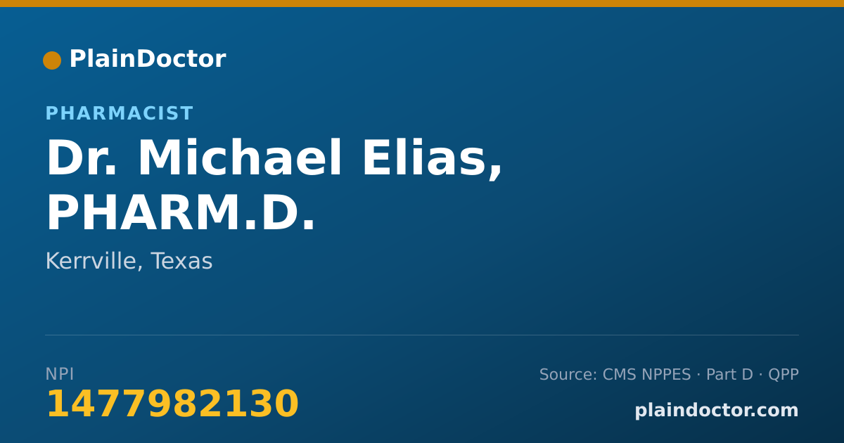 Shareable card for Michael Elias, PHARM.D. - Pharmacist, Kerrville, TX