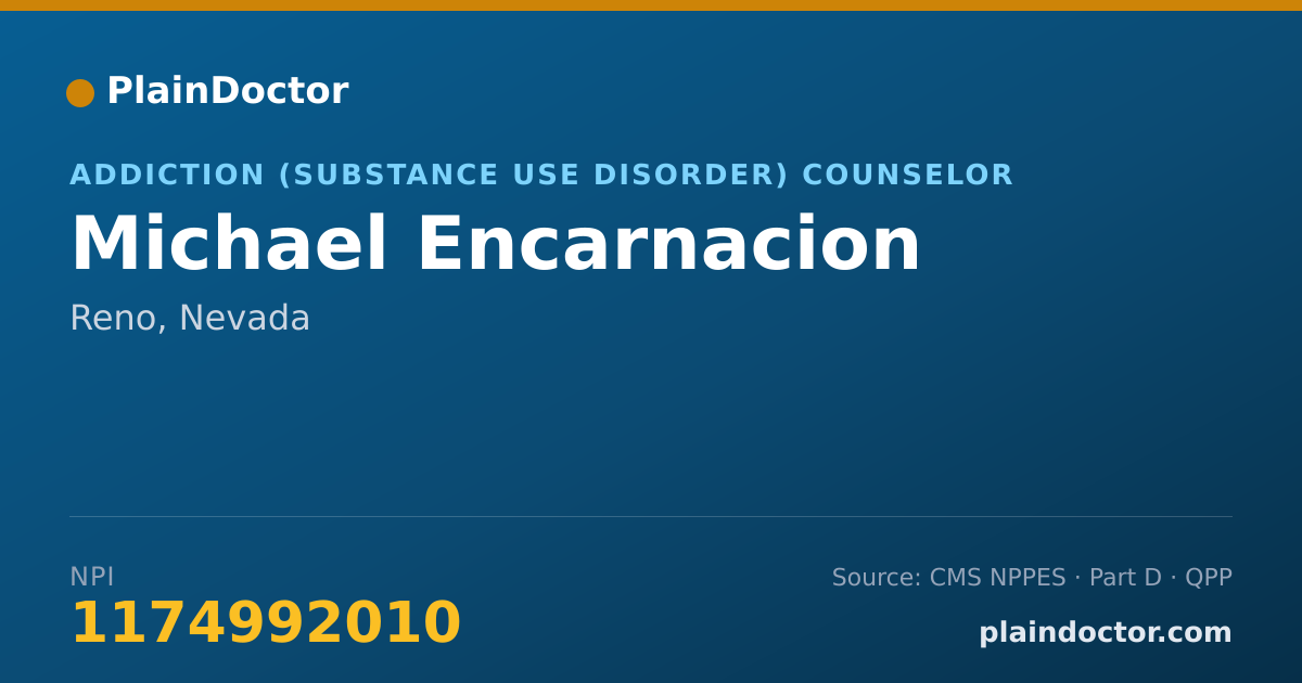 Shareable card for Michael Encarnacion - Addiction (Substance Use Disorder) Counselor, Reno, NV
