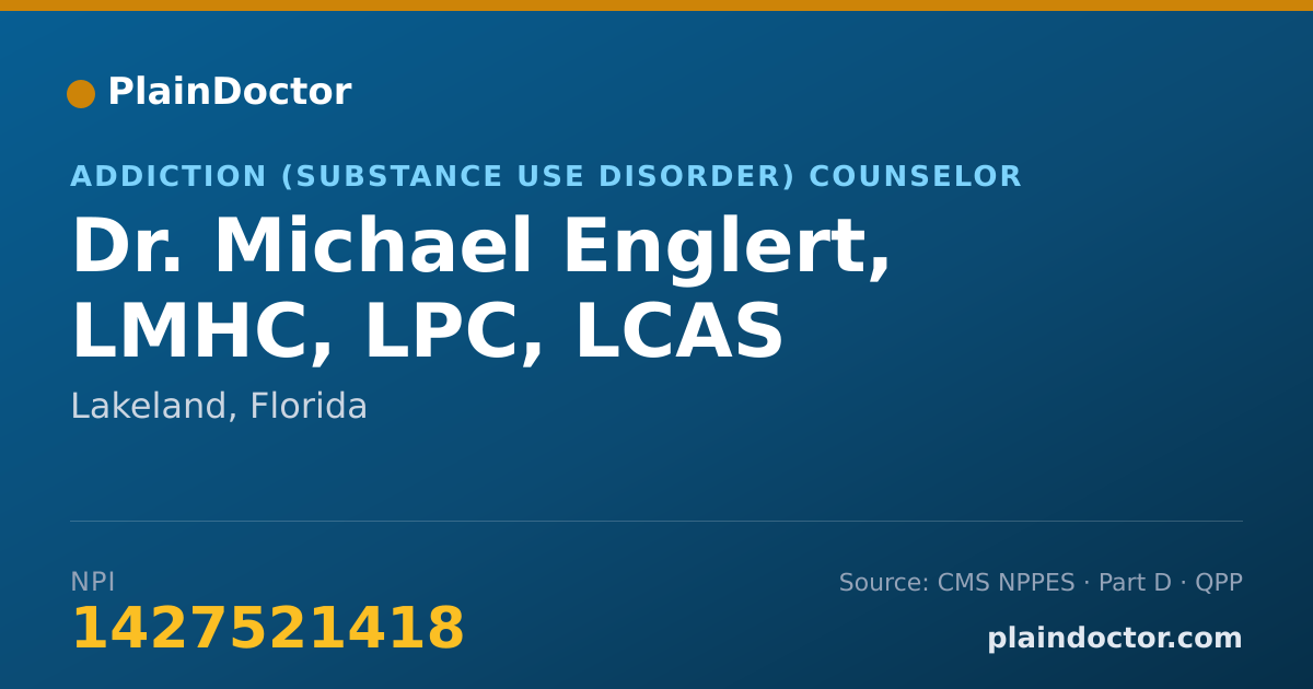 Shareable card for Michael Englert, LMHC, LPC, LCAS - Addiction (Substance Use Disorder) Counselor, Lakeland, FL