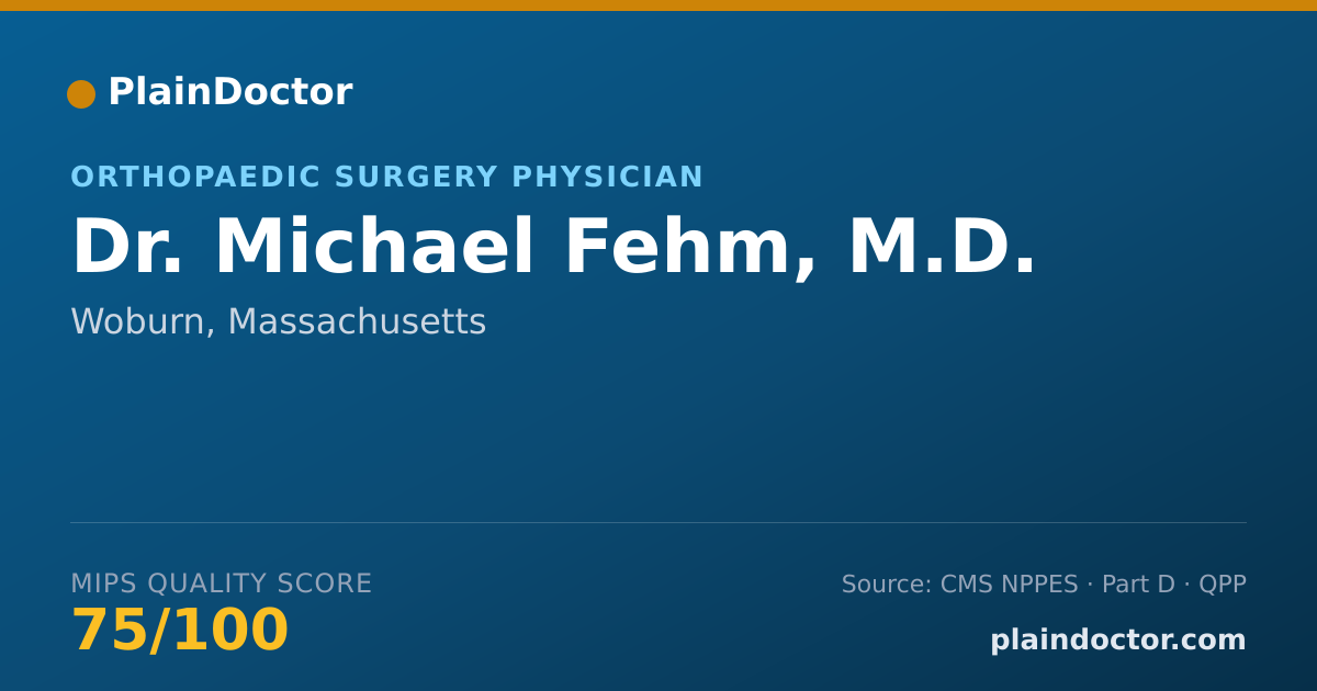 Shareable card for Michael Fehm, M.D. - Orthopaedic Surgery Physician, Woburn, MA