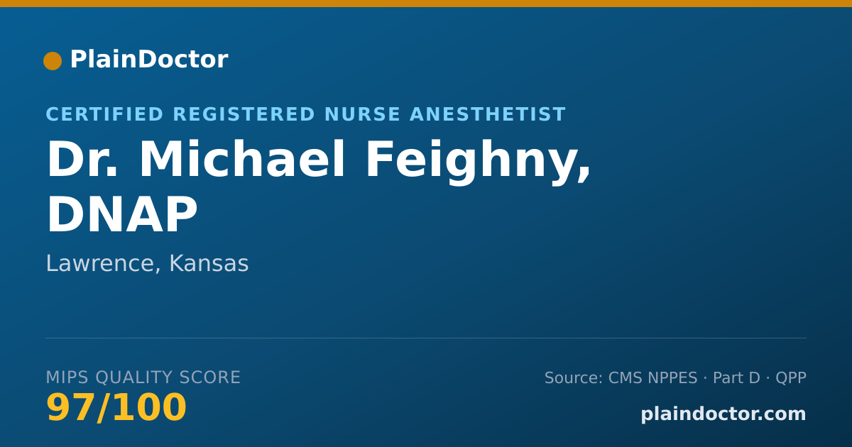 Shareable card for Michael Feighny, DNAP - Certified Registered Nurse Anesthetist, Lawrence, KS