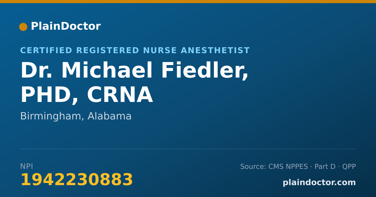 Shareable card for Michael Fiedler, PHD, CRNA - Certified Registered Nurse Anesthetist, Birmingham, AL