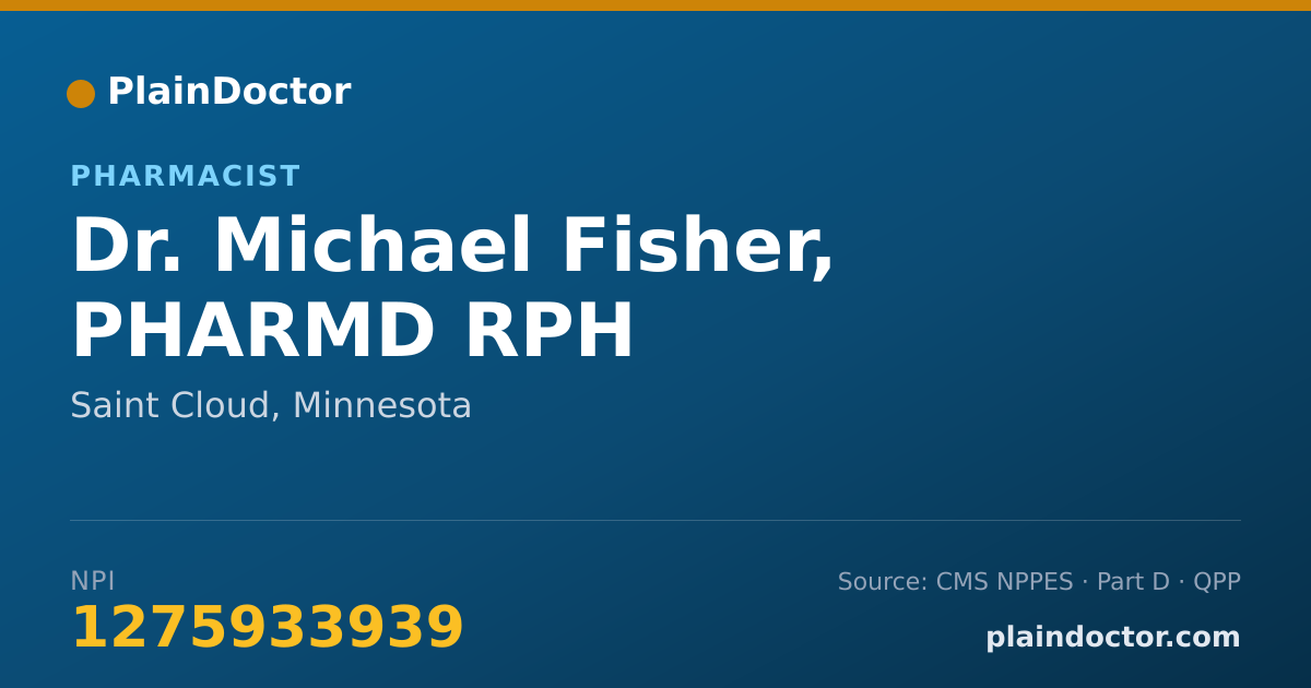 Shareable card for Michael Fisher, PHARMD RPH - Pharmacist, Saint Cloud, MN